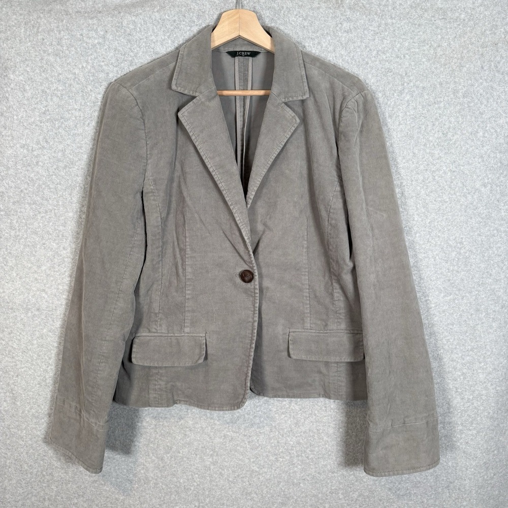 J Crew Blazer Jacket Womens Medium Gray Single Button Micro Corduroy Y2K
